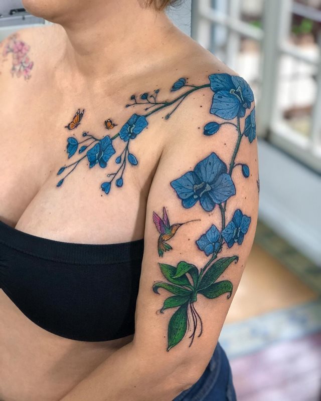 tattoo femenino flor para el hombro 06