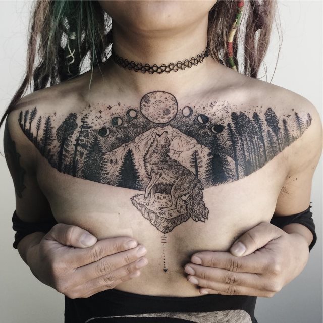 tattoo femenino lobo 15