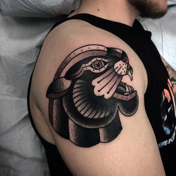 tatuaje clasico pantera para hombre 53