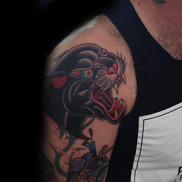 tatuaje clasico pantera para hombre 54
