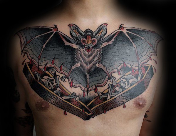 tatuaje tradicional murcielago para hombre 34